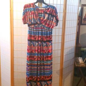 Multi-Colored Abstract Maxi Dress